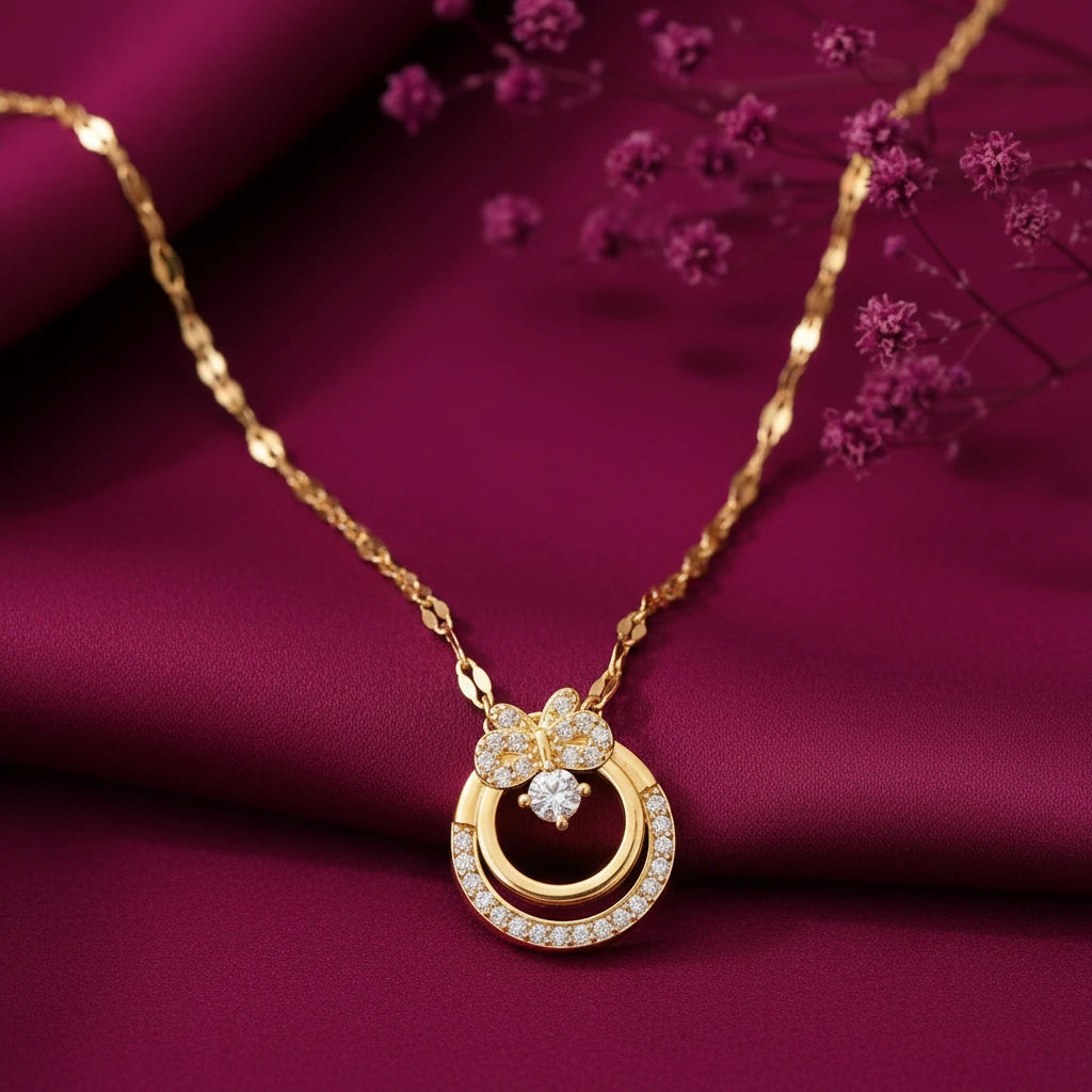 Gold-plated imitation jewellery pendant necklace with floral stone detailing by Evah Jewels
