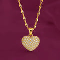 Gold-tone imitation jewellery necklace with a heart-shaped pendant covered in sparkling stones by Evah Jewels